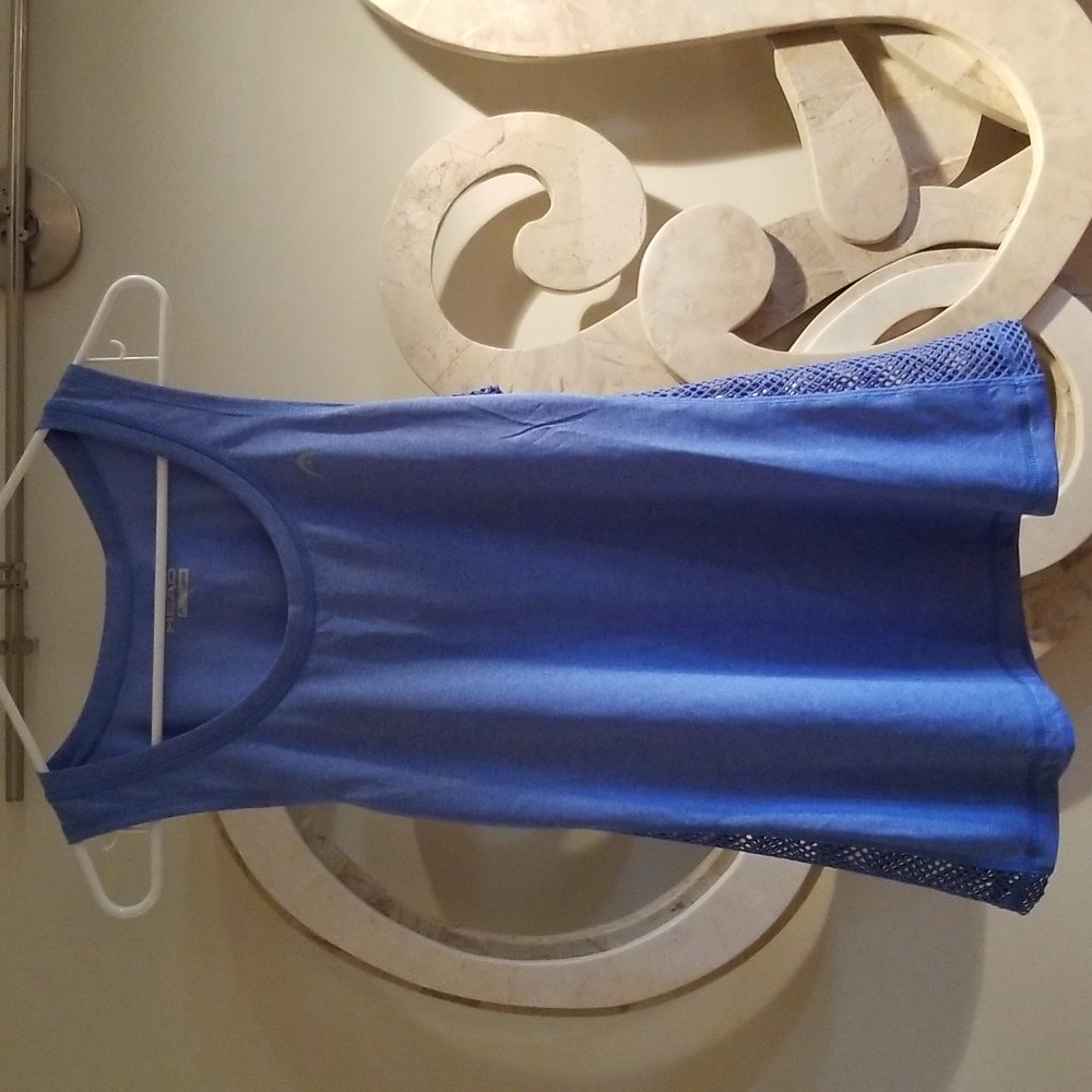 Large Head Blue Heathered Mesh Sides Sports Twnnis Top